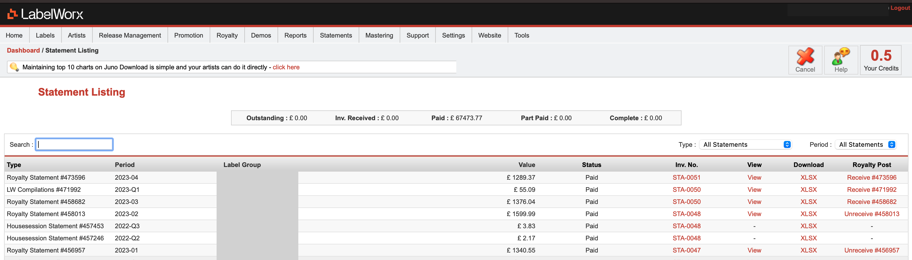 How do I access my LabelWorx sales statements LabelWorx Support