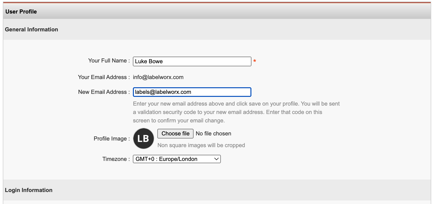 How do I change my LabelWorx user account email LabelWorx Support