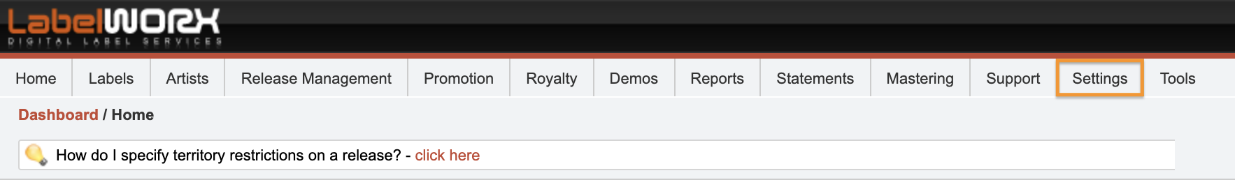 RoyaltyWorx Settings Overview LabelWorx Support