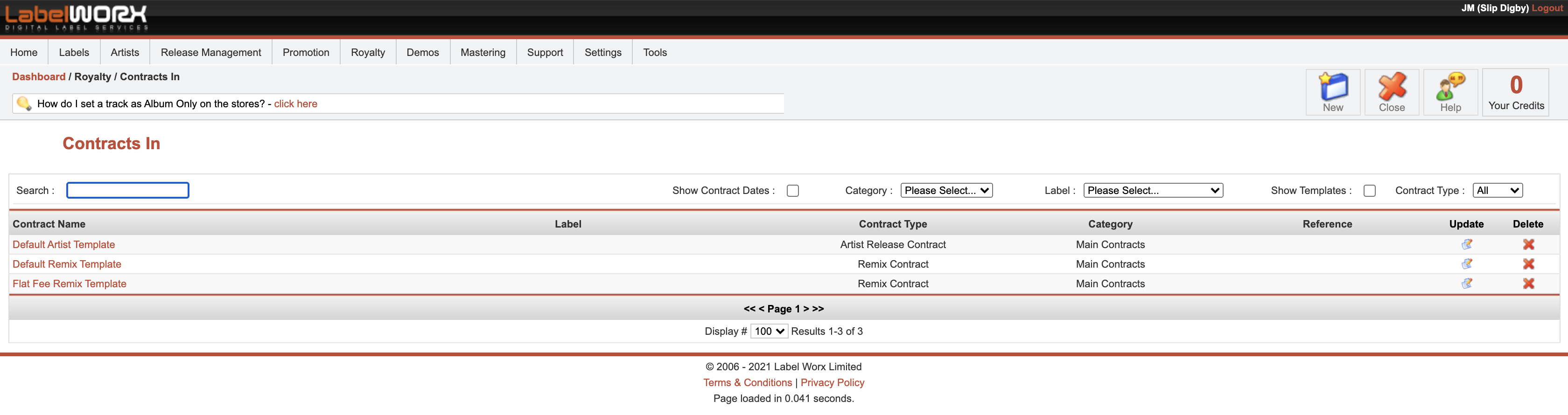 Creating and Using a Contract In with RoyaltyWorx LabelWorx